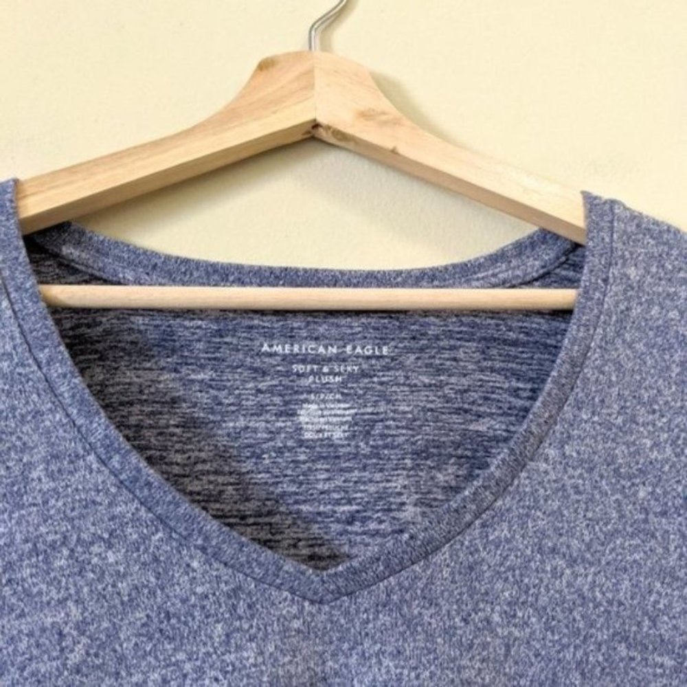 American Eagle Soft & Sexy Plush Blue V-Neck Tee_3
